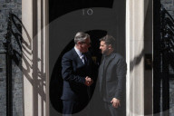 Keir Starmer welcomes Volodymyr Zelenskyy to No.10 in London, UK.