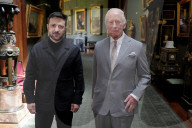 King Charles with Volodymyr Zelensky at Windsor Castle