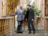King Charles with Volodymyr Zelensky at Windsor Castle