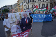 Protest Against USA In Naples, Trump And Meloni Photo Burned