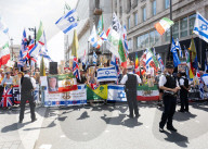 Stop The Hate pro Israel rally countering the Palestine Solidarity Campaign regular march through London, UK.