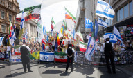 Stop The Hate pro Israel rally countering the Palestine Solidarity Campaign regular march through London, UK.