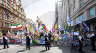 Stop The Hate pro Israel rally countering the Palestine Solidarity Campaign regular march through London, UK.