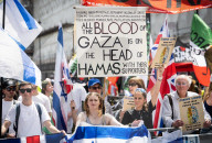 Stop The Hate pro Israel rally countering the Palestine Solidarity Campaign regular march through London, UK.