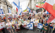 Stop The Hate pro Israel rally countering the Palestine Solidarity Campaign regular march through London, UK.