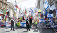 Stop The Hate pro Israel rally countering the Palestine Solidarity Campaign regular march through London, UK.