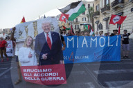 Protest Against USA In Naples, Trump And Meloni Photo Burned