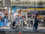 Train Travelers With Bicycles