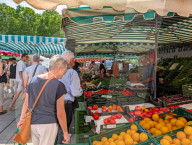 Market Trade At Fruit And Vegetable Stalls