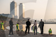 Clearing And Cleaning Of Barcelona Beaches After St. John's Eve.