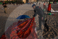 Clearing And Cleaning Of Barcelona Beaches After St. John's Eve.