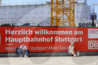 DB Welcome Sign At Construction Site Of Stuttgart Central Station