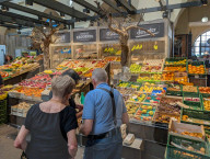 Fruit And Vegetable Stall At Market Hall