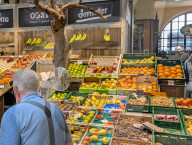 Fruit And Vegetable Stall At Market Hall