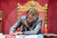 Premier Giorgia Meloni Addresses The Senate Ahead Of European Council Meeting