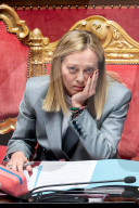 Premier Giorgia Meloni Addresses The Senate Ahead Of European Council Meeting