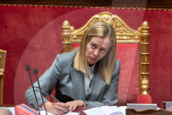Premier Giorgia Meloni Addresses The Senate Ahead Of European Council Meeting