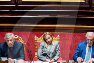 Premier Giorgia Meloni Addresses The Senate Ahead Of European Council Meeting
