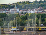 Several Overhead Lines Near A Large German Railway Station
