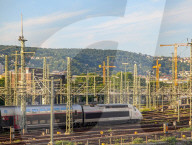 Several Overhead Lines Near A Large German Railway Station