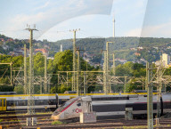Several Overhead Lines Near A Large German Railway Station