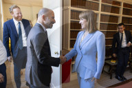 Rachel Reeves UK Chancellor of the Exchequer holds business meetings