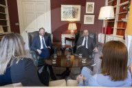 Rachel Reeves UK Chancellor of the Exchequer holds business meetings