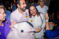 Zohran Mamdani greets supporters after winning the Democratic mayoral primary in Long Island City, New York