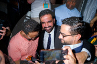 Zohran Mamdani greets supporters after winning the Democratic mayoral primary in Long Island City, New York