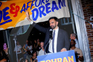 Zohran Mamdani greets supporters after winning the Democratic mayoral primary in Long Island City, New York