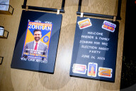 Zohran Mamdani greets supporters after winning the Democratic mayoral primary in Long Island City, New York