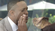 Scarlett Johansson brings baby dinosaur to TV interview