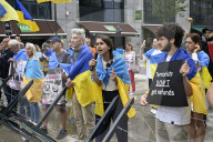 Ukrainians protest outside EU Council Brussels 2025