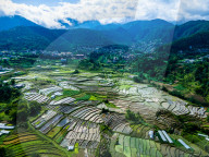 Aerial View Of Terraced Farmland In Kathmandu, Nepal.