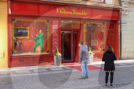Tourists At Madame Tussauds Entrance In Prague