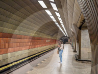 Zelivskeho Subway Station Platform In Prague