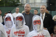Belarusians On Exile Stage A Rally In Support Of Political Prisoners.