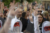 Belarusians On Exile Stage A Rally In Support Of Political Prisoners.