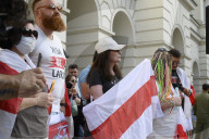 Belarusians On Exile Stage A Rally In Support Of Political Prisoners.