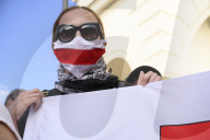 Belarusians On Exile Stage A Rally In Support Of Political Prisoners.
