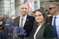 Belarusians On Exile Stage A Rally In Support Of Political Prisoners.