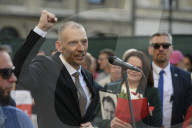 Belarusians On Exile Stage A Rally In Support Of Political Prisoners.