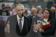 Belarusians On Exile Stage A Rally In Support Of Political Prisoners.
