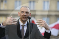 Belarusians On Exile Stage A Rally In Support Of Political Prisoners.
