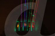 Rainbow-Colored Lasers, Projected To The Sky For Pride Celebrations