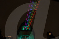 Rainbow-Colored Lasers, Projected To The Sky For Pride Celebrations