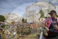 'Telly-shrubbies', morris dancers and living graffiti: Glastonbury's Shangri-La gets a revamp.