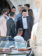Venice, Bezos - Sanchez Wedding, day 4 guests leave the hotel to reach the wedding ceremony -
