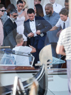 Venice, Bezos - Sanchez Wedding, day 4 guests leave the hotel to reach the wedding ceremony -