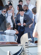 Venice, Bezos - Sanchez Wedding, day 4 guests leave the hotel to reach the wedding ceremony -